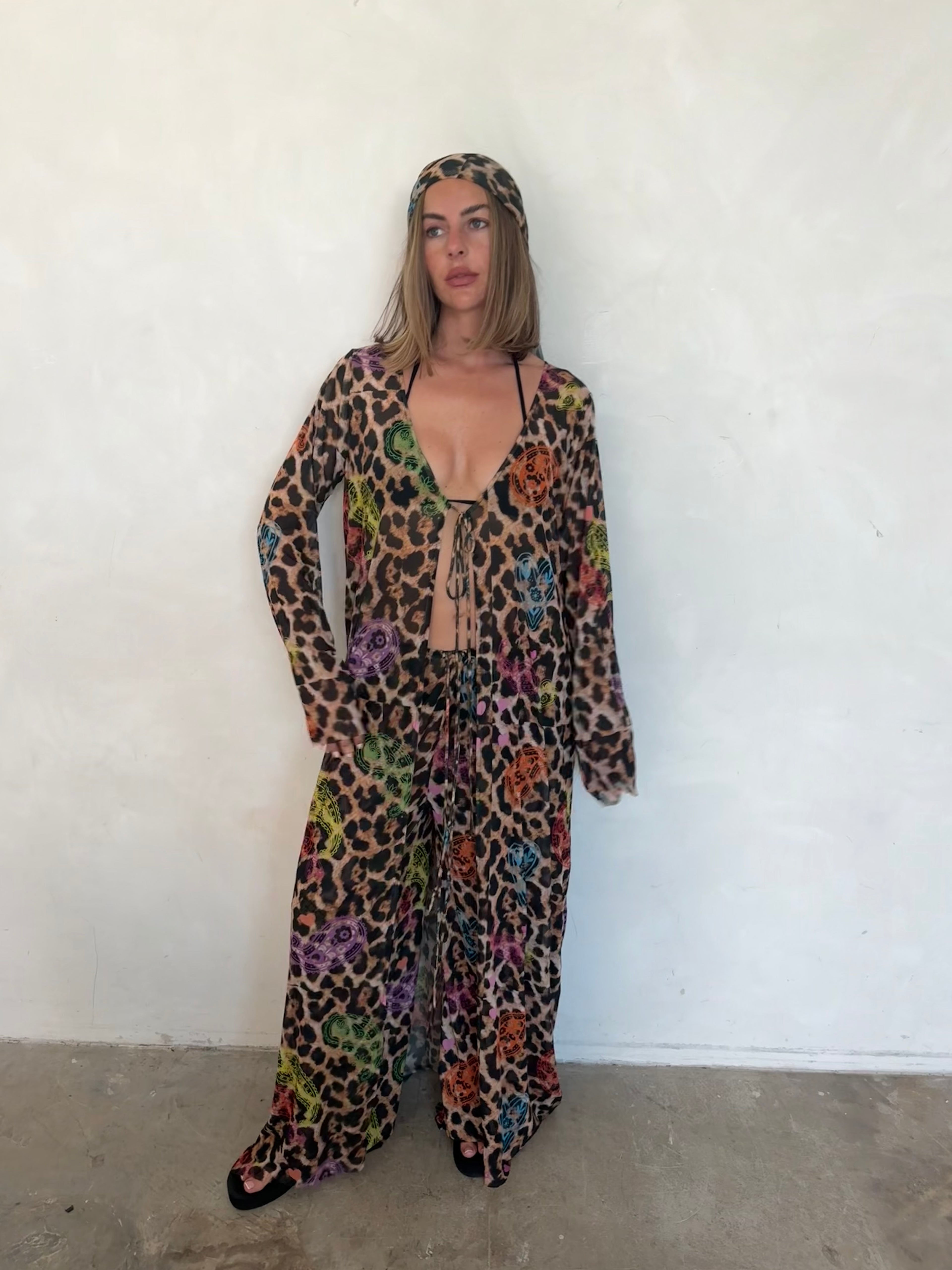 Paisley Leopard Wide Leg Trousers