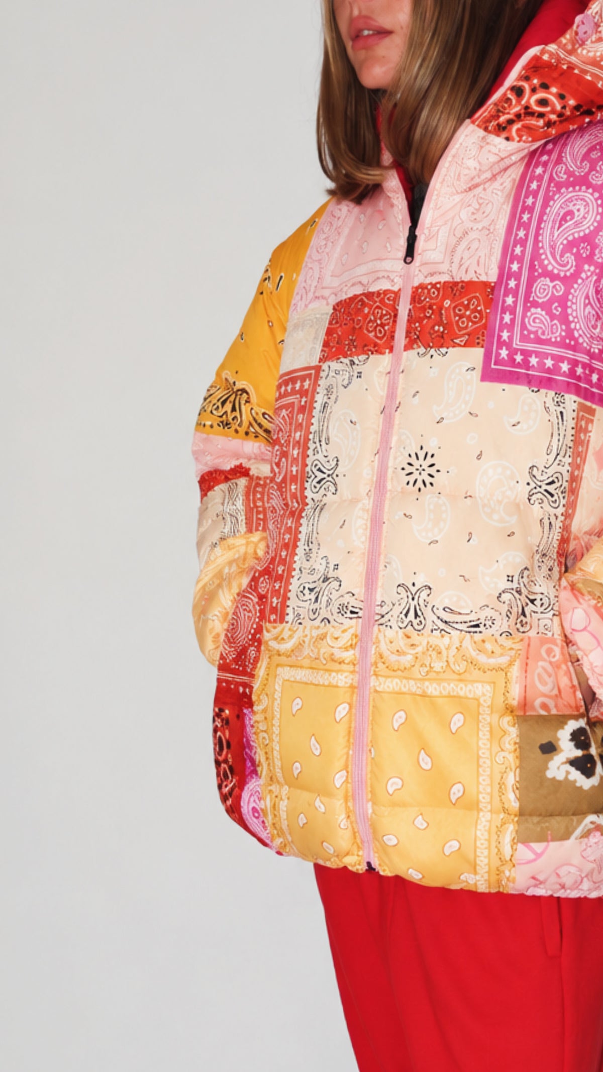 Patchwork Bandana Puffer Jacket