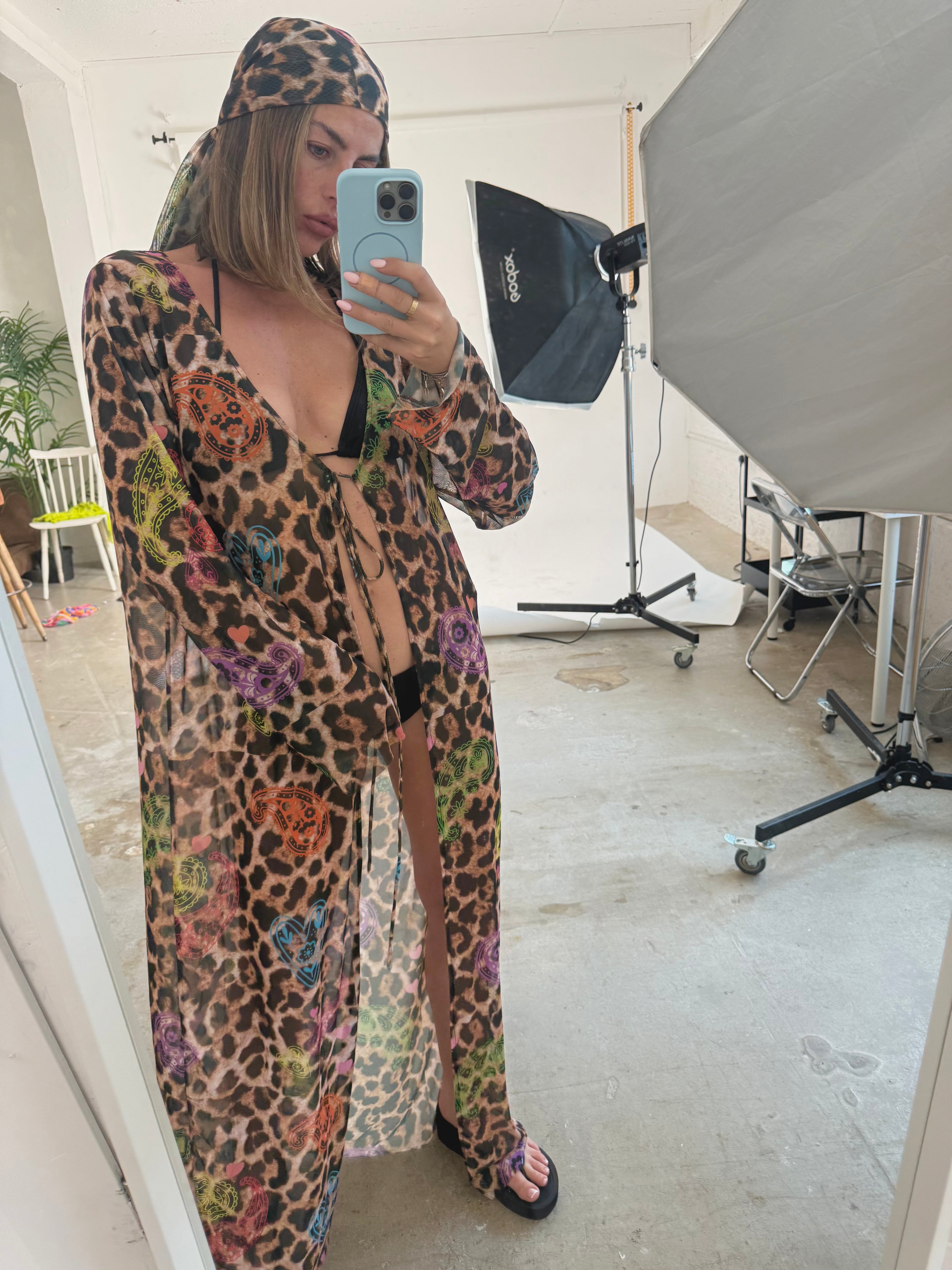 Leopard Paisley Tie Top Maxi Dress