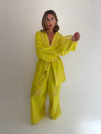 Neon Yellow Bandana Kimono Set