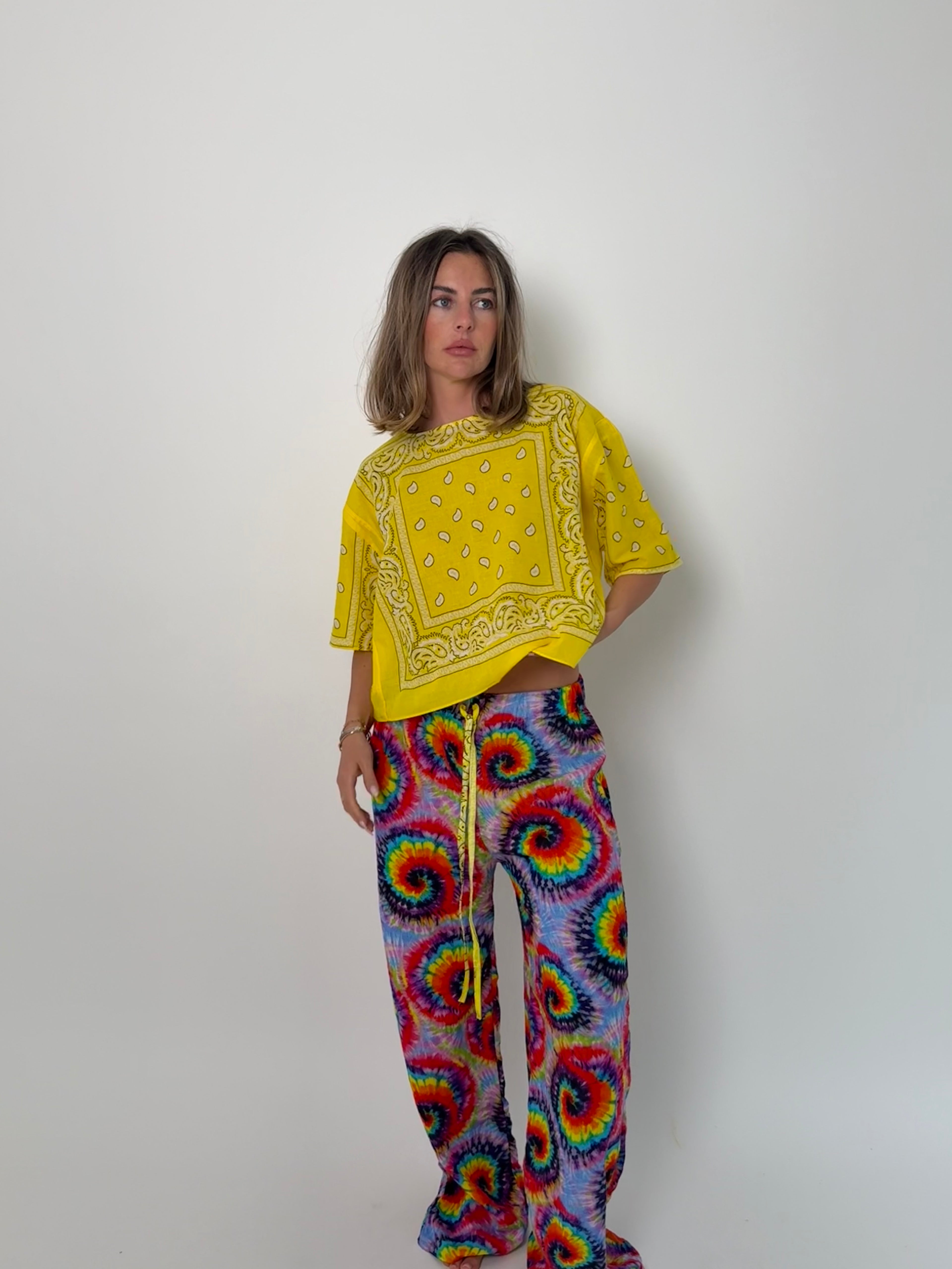 Neon Tie Dye Cotton Barrel Trouser