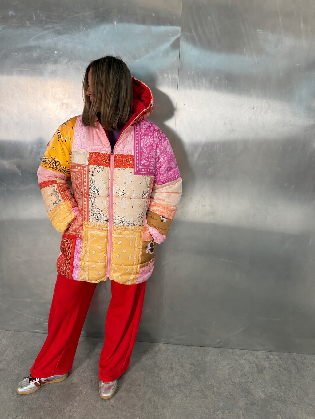 Patchwork Bandana Puffer Jacket