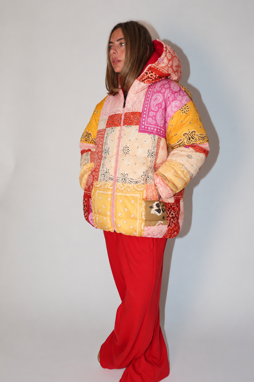 Patchwork Bandana Puffer Jacket