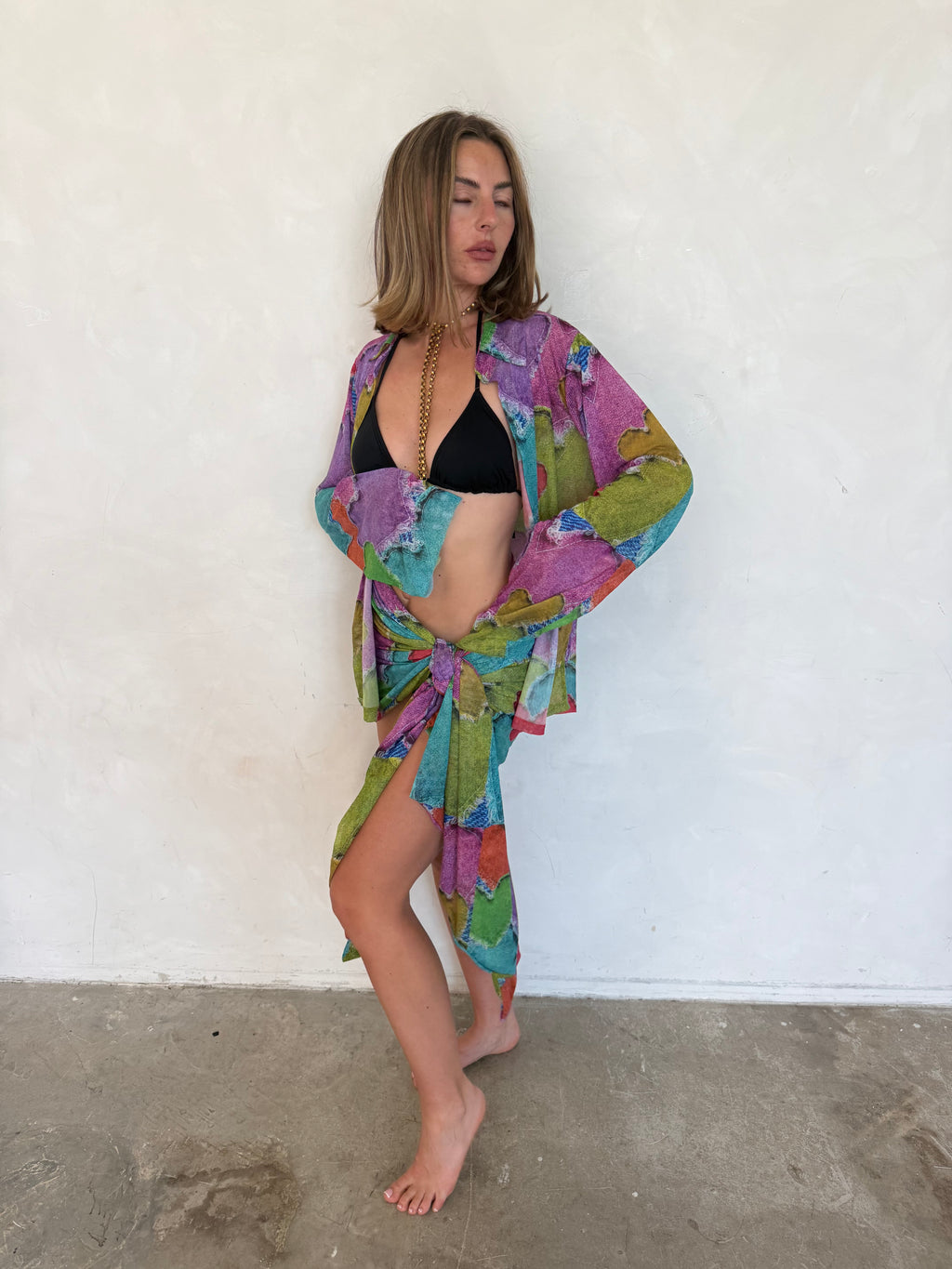 Neon Denim Love Heart Mini Sarong