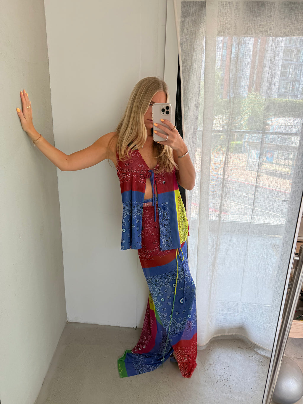 Patchwork Bandana Print Tie Top