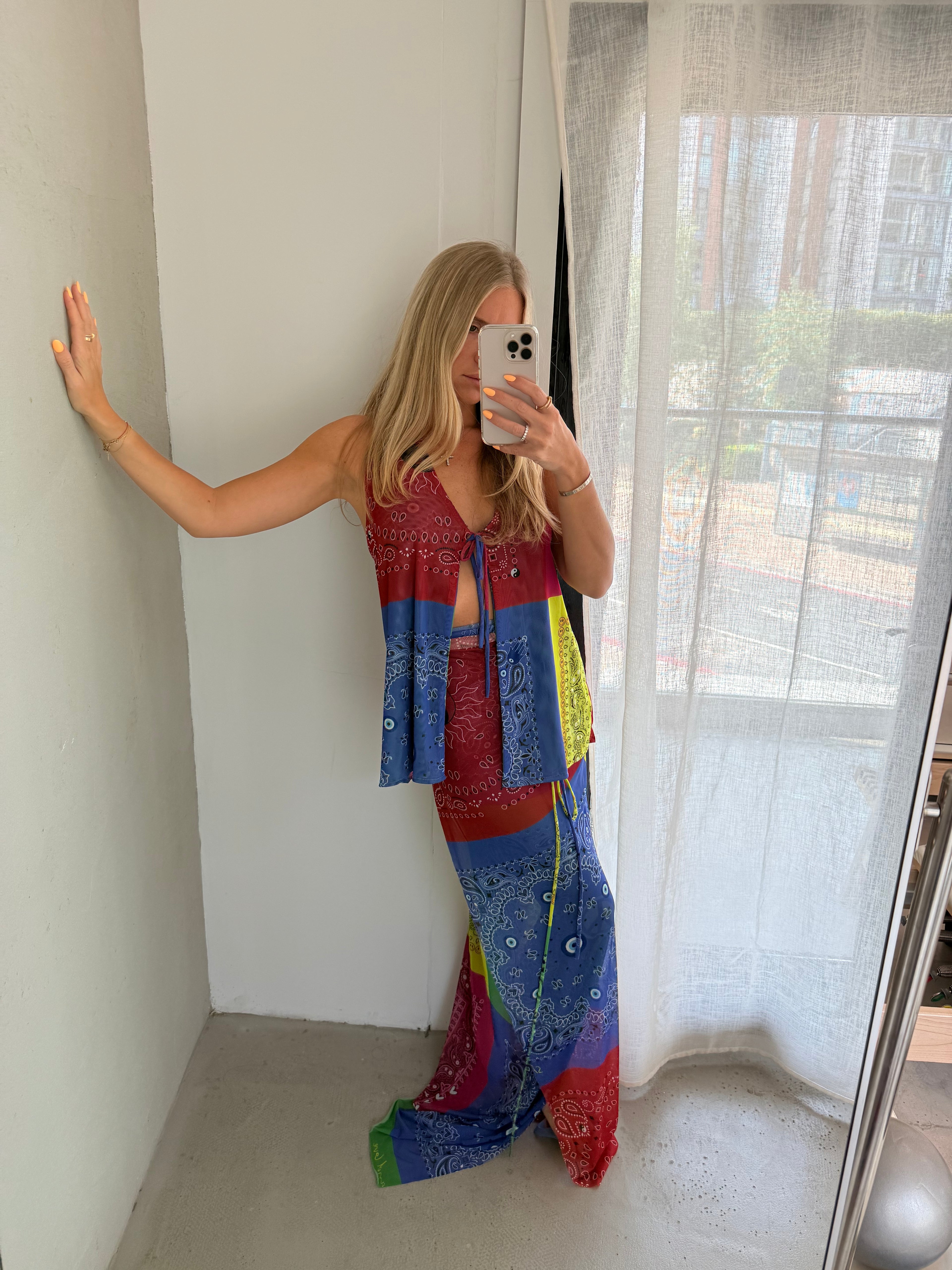 Patchwork Bandana Print Tie Top