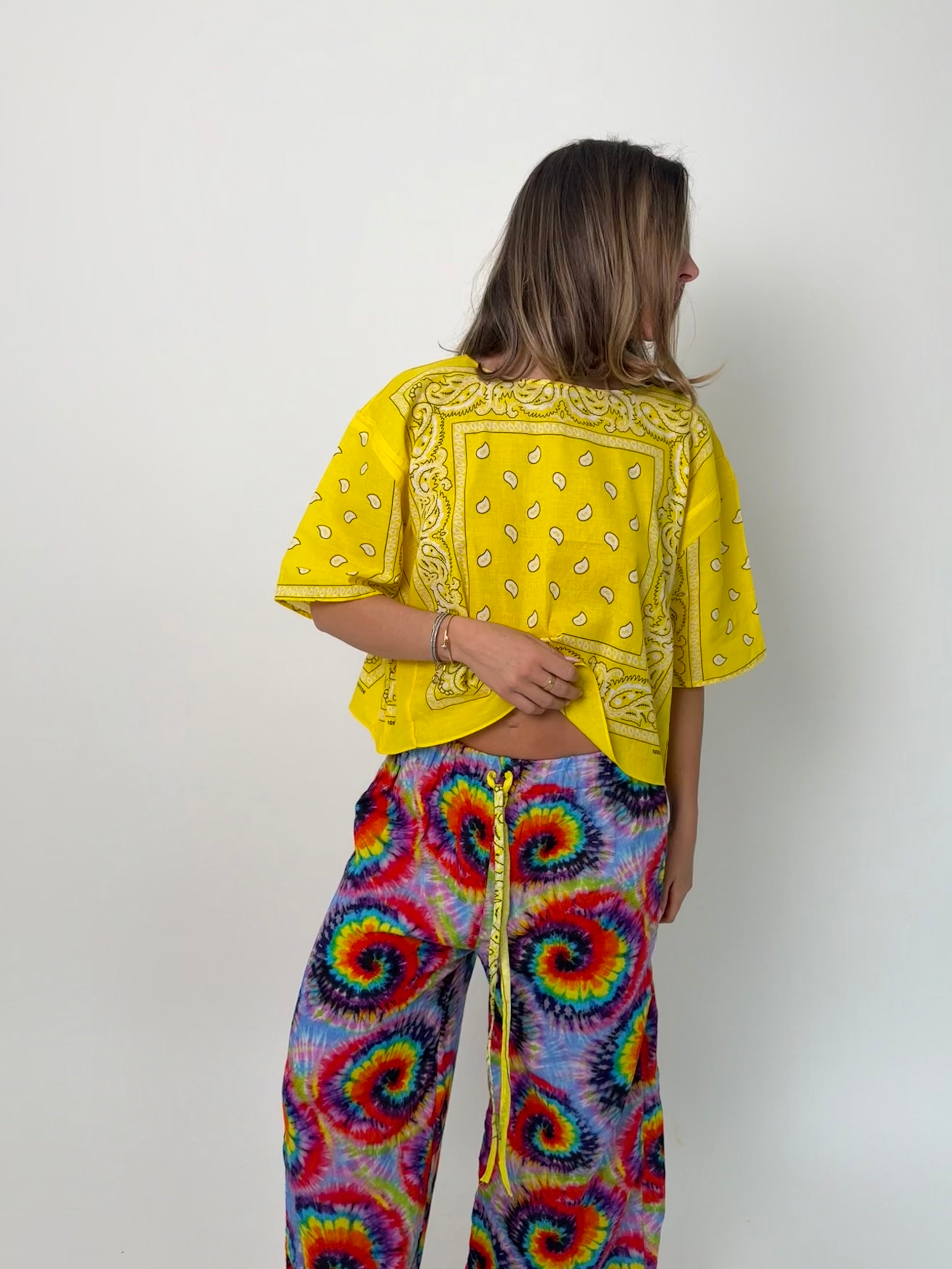 Neon Tie Dye Cotton Barrel Trouser