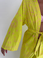 Neon Yellow Bandana Kimono Set