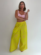 Neon Yellow Bandana Kimono Set
