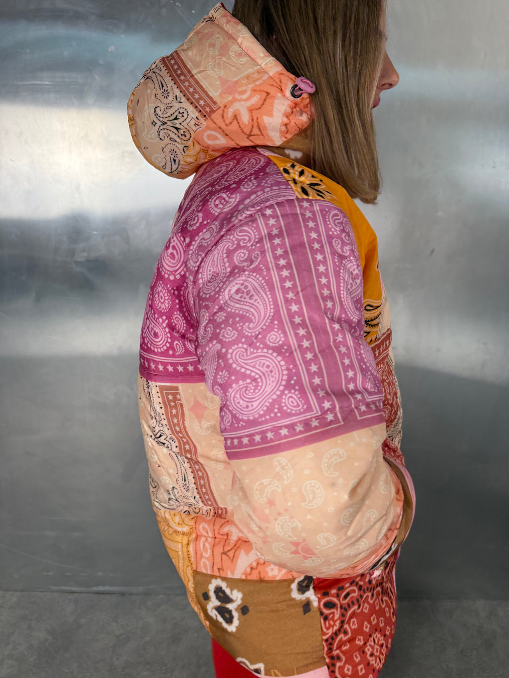 Patchwork Bandana Puffer Jacket