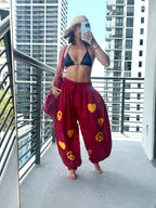 Hot Pink Embroidered Balloon Pant