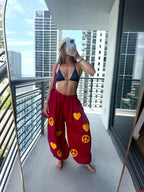 Hot Pink Embroidered Balloon Pant