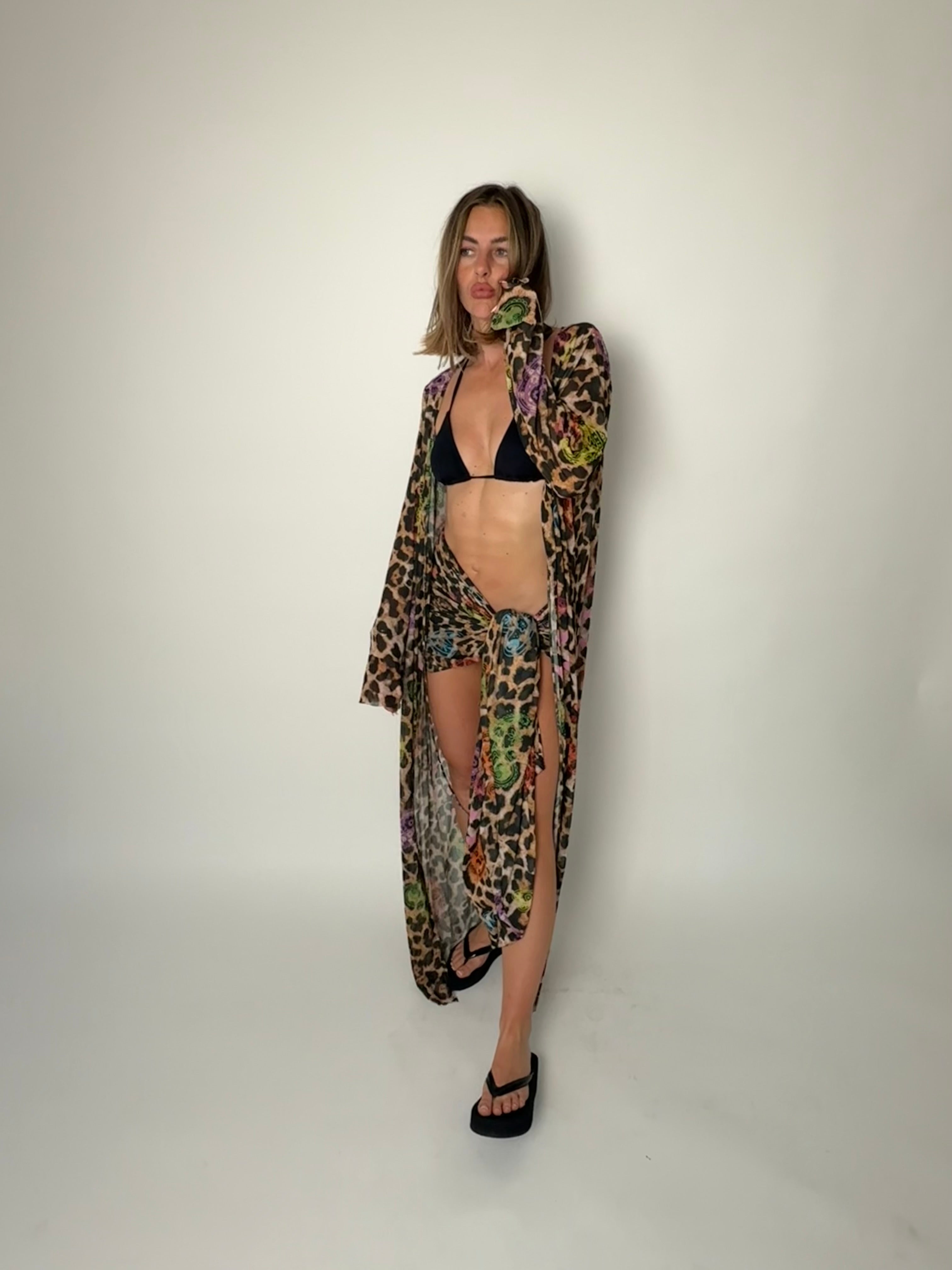 Leopard Paisley Tie Top Maxi Dress
