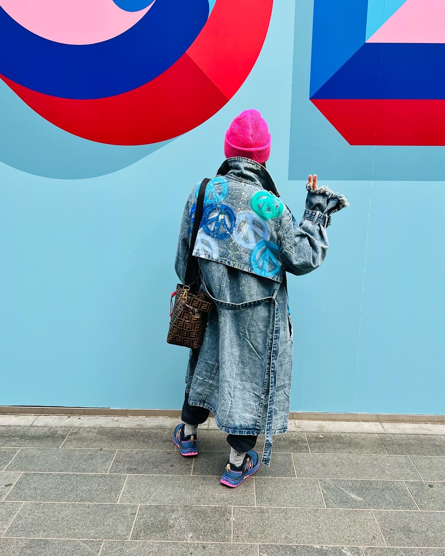 Oversized Denim Trench Coat Spray Pray Love