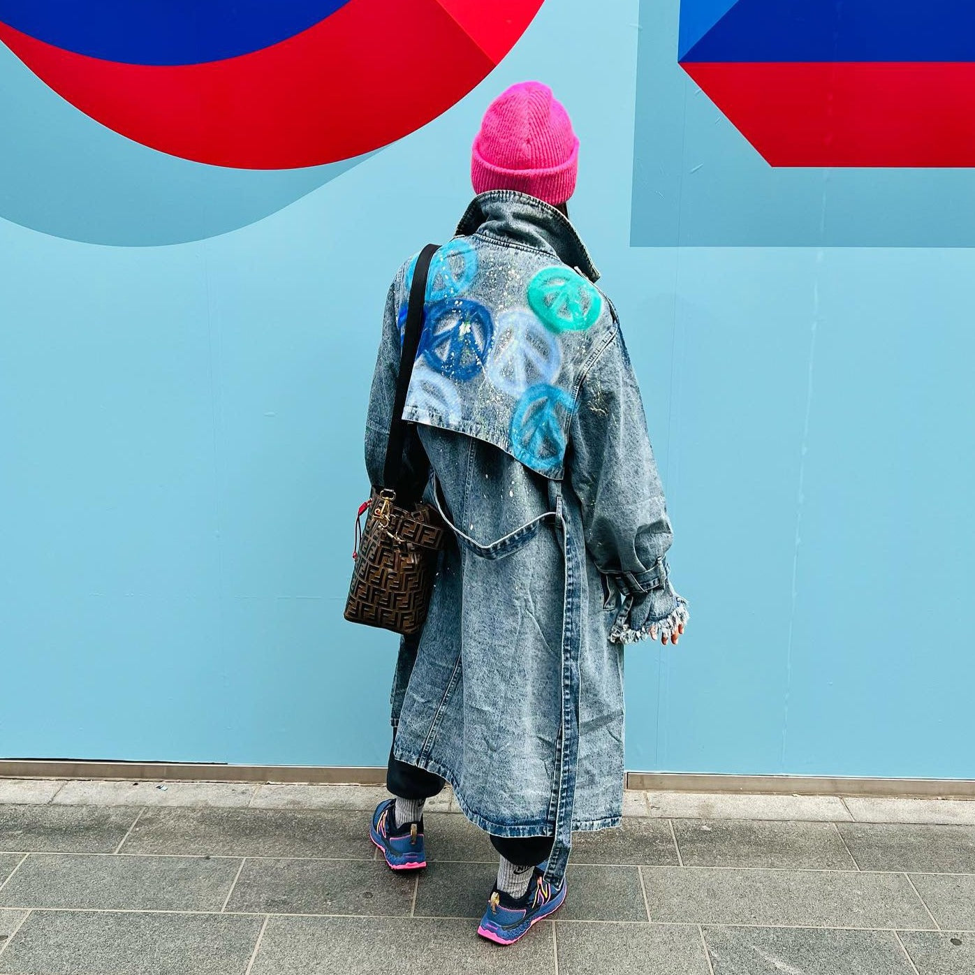 Oversized Denim Trench Coat Spray Pray Love