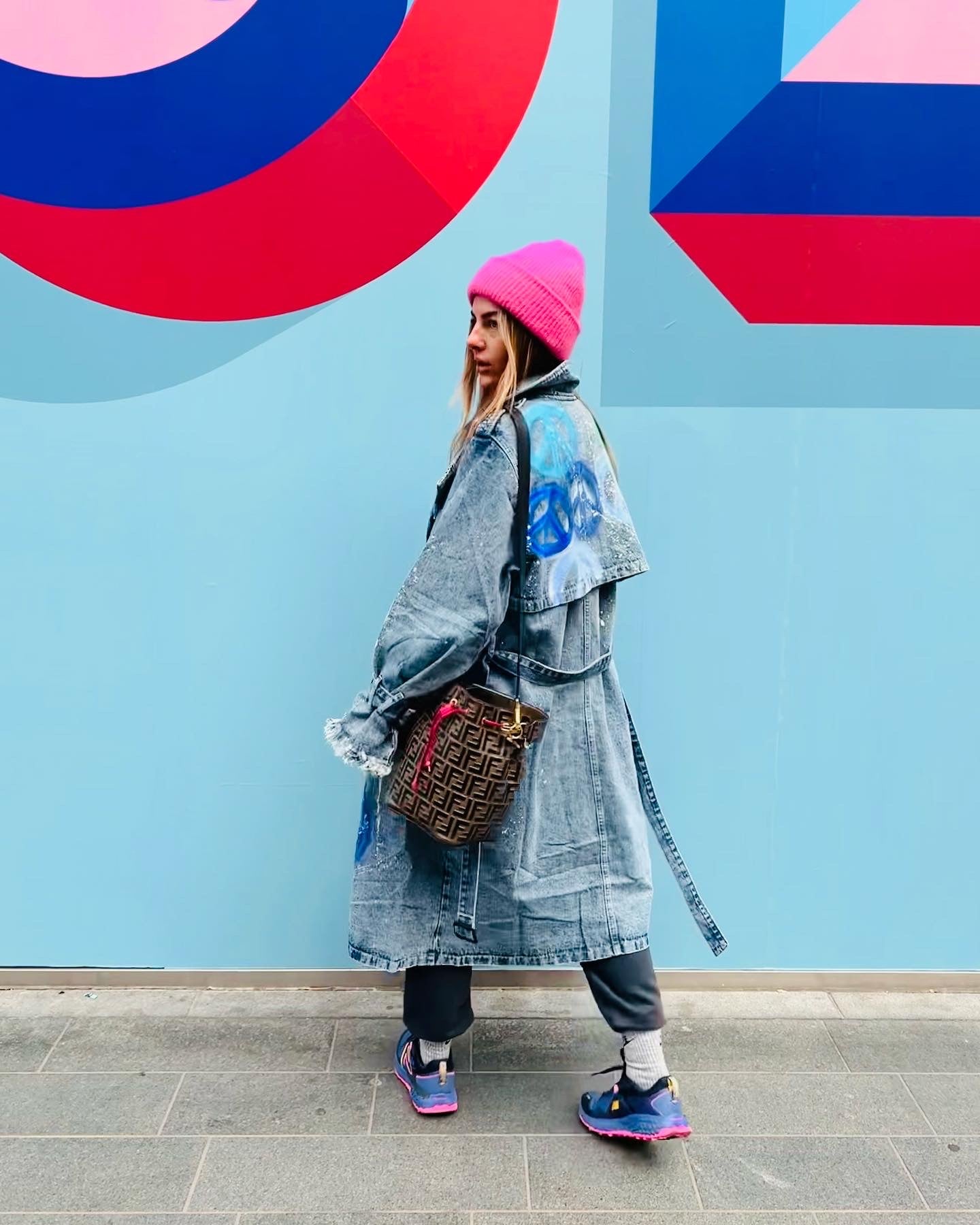 Oversized Denim Trench Coat Spray Pray Love